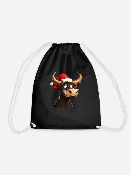 Weihnachtsmann Stier - Turnbeutel - Schwarz