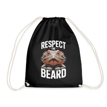 Respect the Beard! Bearded Dragon Reptile Terraristics - Drawstring Bag - black - Front