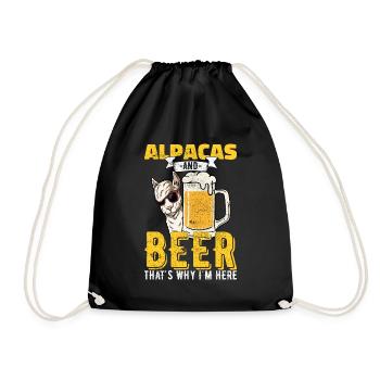 Alpacas Beer Alcohol Quote Gift - Drawstring Bag - black - Front
