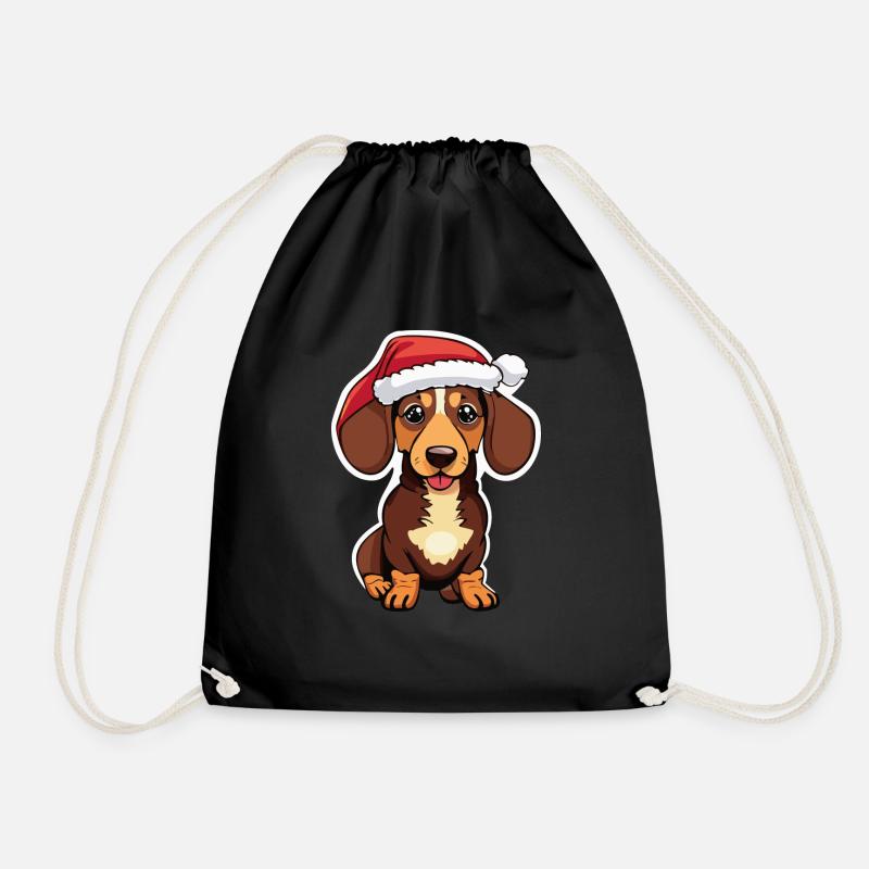 Dackelmit Weihnachten - Turnbeutel - Schwarz