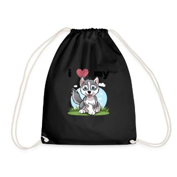 Petit Husky - Chiot loup - Sac de sport léger - noir - Devant