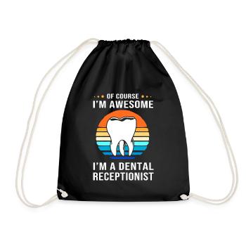 Receptionist Dentist Dental Dentist - Drawstring Bag - black - Front