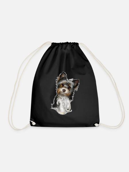 Cute dog - Drawstring Bag - black