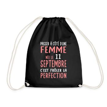 Anniversaire - Née 11 Septembre Frôler perfection - Sac de sport léger - noir - Devant