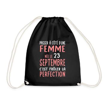 Anniversaire - Née 23 Septembre Frôler perfection - Sac de sport léger - noir - Devant