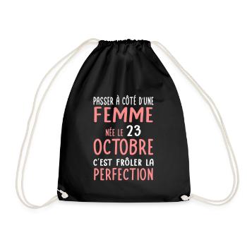 Anniversaire - Née 23 Octobre Frôler perfection - Sac de sport léger - noir - Devant