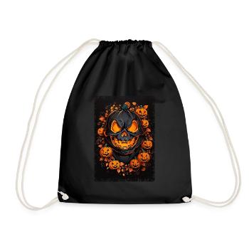 creepy Halloween pumpkin - eerily beautiful Her - Drawstring Bag - black - Front
