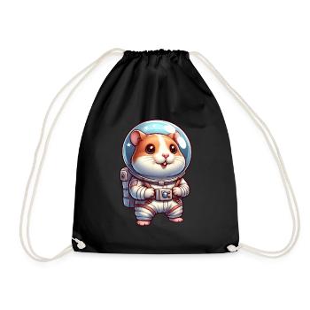 Cute hamster astronaut in space - Drawstring Bag - black - Front