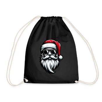 Weihnachtsmann Kopf Porträt mit Sonnenbrille cool - Turnbeutel - Schwarz - Vorne