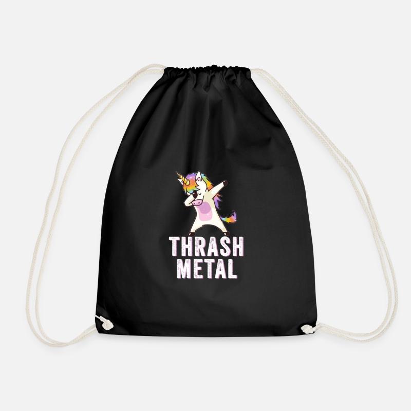 Thrash Metal Dabbing Unicorn - Drawstring Bag - black