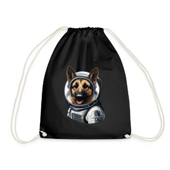 Schäferhund Astronaut - Turnbeutel - Schwarz - Vorne