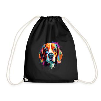Beagle Colorful - Turnbeutel - Schwarz - Vorne