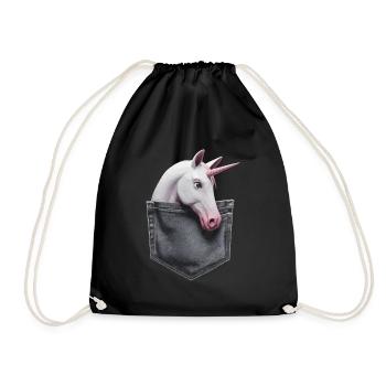 Einhorn - Turnbeutel - Schwarz - Vorne