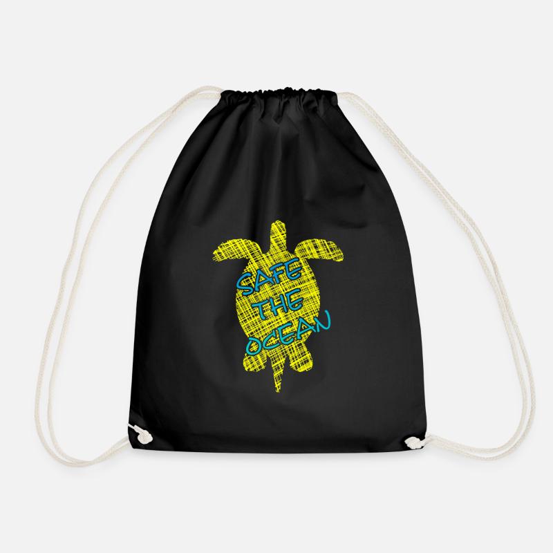 Save the Ocean, Turtle, Schildkröte - Turnbeutel - Schwarz