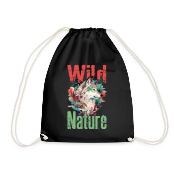 Loup Nature sauvage Wolf’s Head Wilderness Forest Trees - Sac de sport léger - noir - Devant