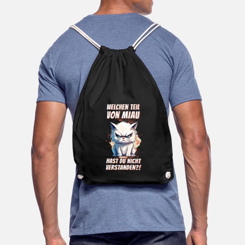 cat grumpy grumpy grumpy meow funny Drawstring Bag
