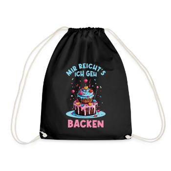 Backen Bäckerin Backkönigin Backfee Torte Kuchen - Turnbeutel - Schwarz - Vorne
