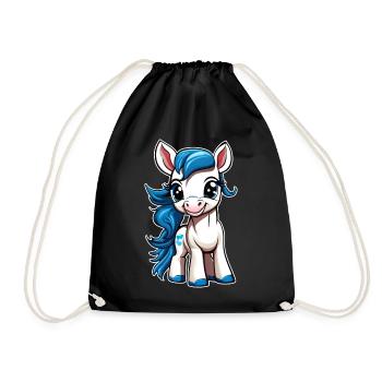 Cute smiling pony - Drawstring Bag - black - Front