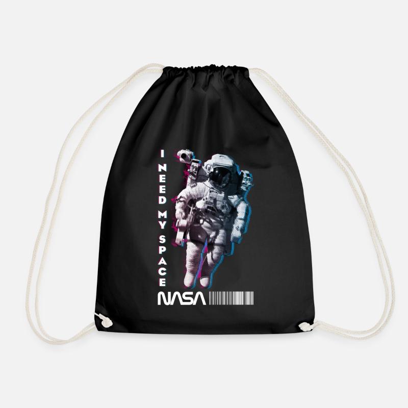 NASA Astronaut With Funny Quote I Need My Space - Drawstring Bag - black