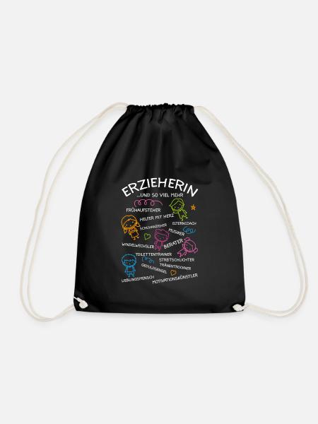 Erzieherin Kindergärtnerin Geschenkidee - Turnbeutel - Schwarz
