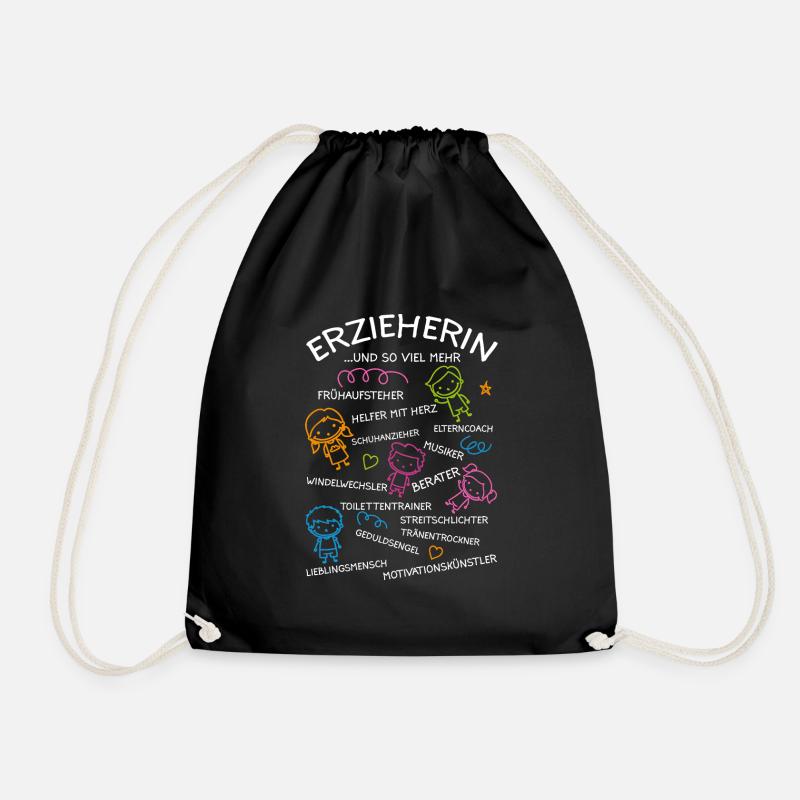 Erzieherin Kindergärtnerin Geschenkidee - Turnbeutel - Schwarz
