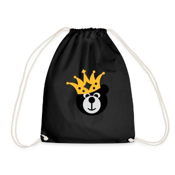 BÄR mit KRONE - Turnbeutel - Schwarz - Vorne