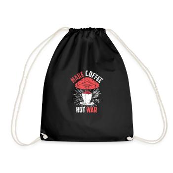 Coffee instead of war peace logo gift slogan - Drawstring Bag - black - Front