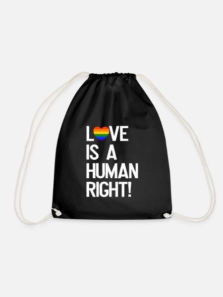 Love is a human right LGBT Gay Pride Regenbogen - Turnbeutel - Schwarz
