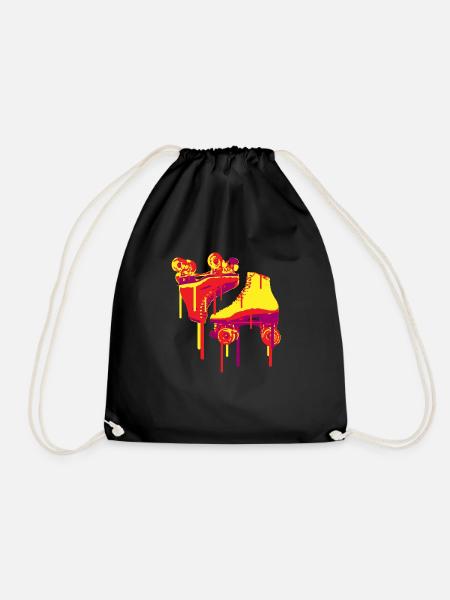 80s roller skates colored 80tees - Drawstring Bag - black
