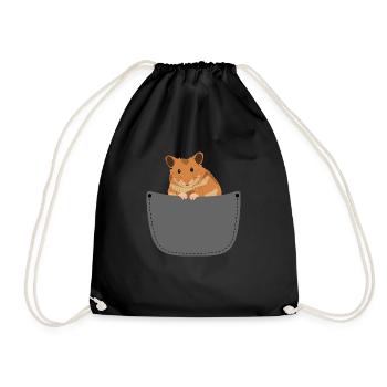 Hamster bag - hamster gift - Drawstring Bag - black - Front