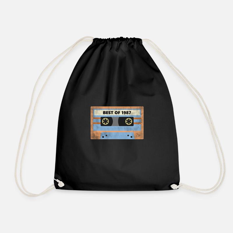 Vintage 1987 Birthday - Drawstring Bag - black