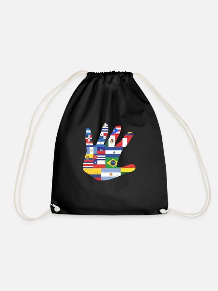 Lateinamerika Südamerika Hand Fahne Geschenk Latin - Turnbeutel - Schwarz