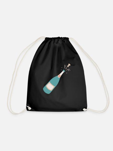 Champangner Flasche - Turnbeutel - Schwarz