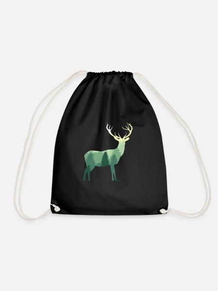 Hirsch Deer Klimawandel Natur Wald Ökologie - Turnbeutel - Schwarz