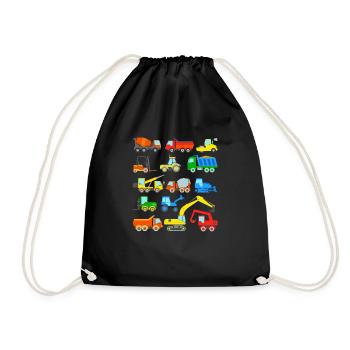 Construction sites Vehicles Excavators - Drawstring Bag - black - Front