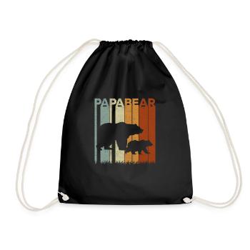 Dad Bear Father Father's Day Retro - Drawstring Bag - black - Front