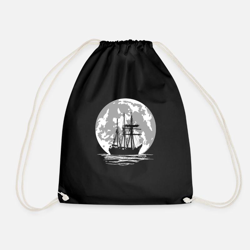 Piratenschiff und Vollmond - Turnbeutel - Schwarz