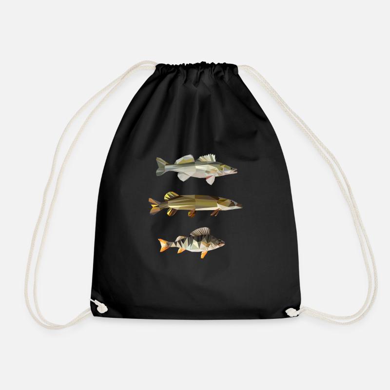 zander hecht barsch perchpike pike perch angeln - Turnbeutel - Schwarz