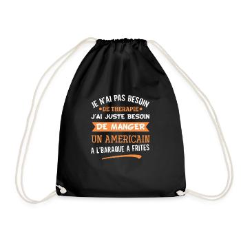 Je n'ai pas besoin de thérapie américain friterie - Sac de sport léger - noir - Devant