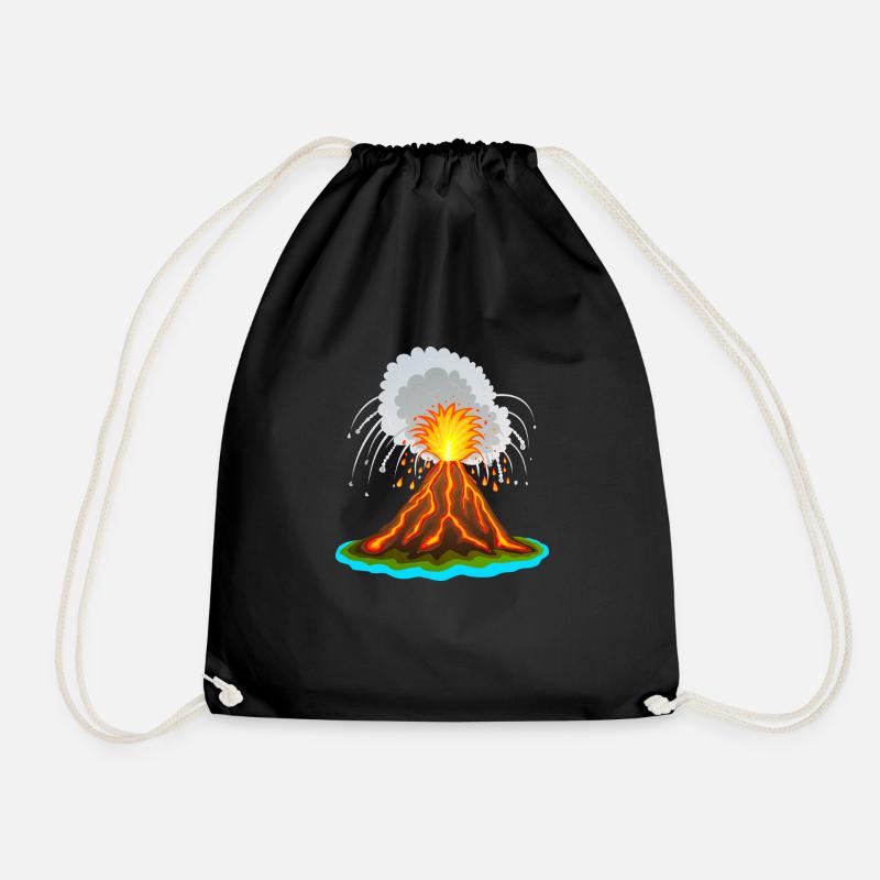 Vulkan, Vulkanausbuch, Lava, Magma,Vulkane vulcano - Turnbeutel - Schwarz