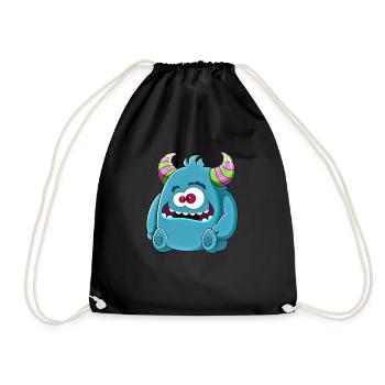 Little cute funny monster No.6 - Drawstring Bag - black - Front