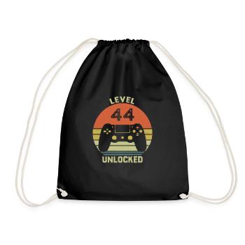 Level 44 Unlocked 44 Years Anniversary Gift - Drawstring Bag - black - Front
