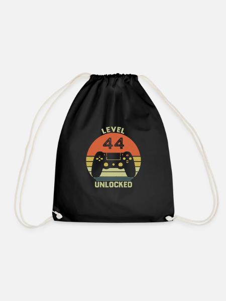 Level 44 Unlocked 44 Jahre Geburtstag Geschenk - Turnbeutel - Schwarz
