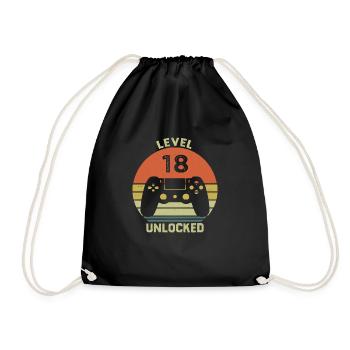 Level 18 Unlocked 18 Years Anniversary Gift - Drawstring Bag - black - Front