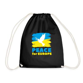 Peace for Europe Taube Ukraine Frieden мир Krieg - Turnbeutel - Schwarz - Vorne