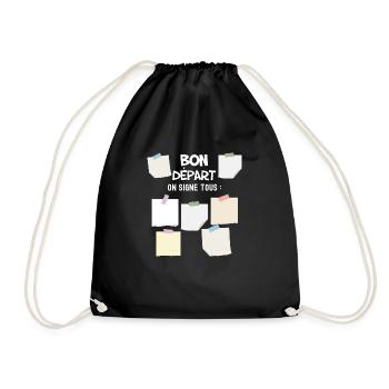Collègue. Humour Bon départ cadeau collègue - Sac de sport léger - noir - Devant