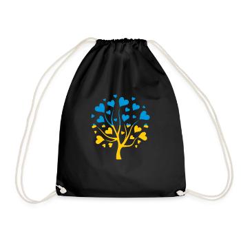 Ukrainische Flagge in Form eines Baumes der Liebe - Turnbeutel - Schwarz - Vorne