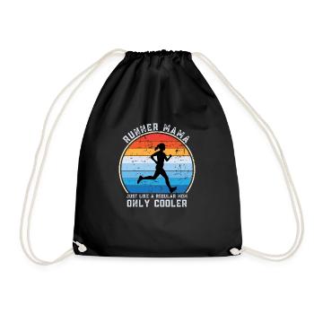 Runner Mama Funny Marathon Running Mother's day - Drawstring Bag - black - Front