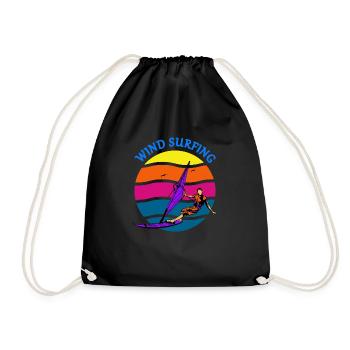 Windsurfing-Surfer-Sommer-Wassersport - Turnbeutel - Schwarz - Vorne