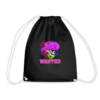 Wanted - Drawstring Bag - black - Front